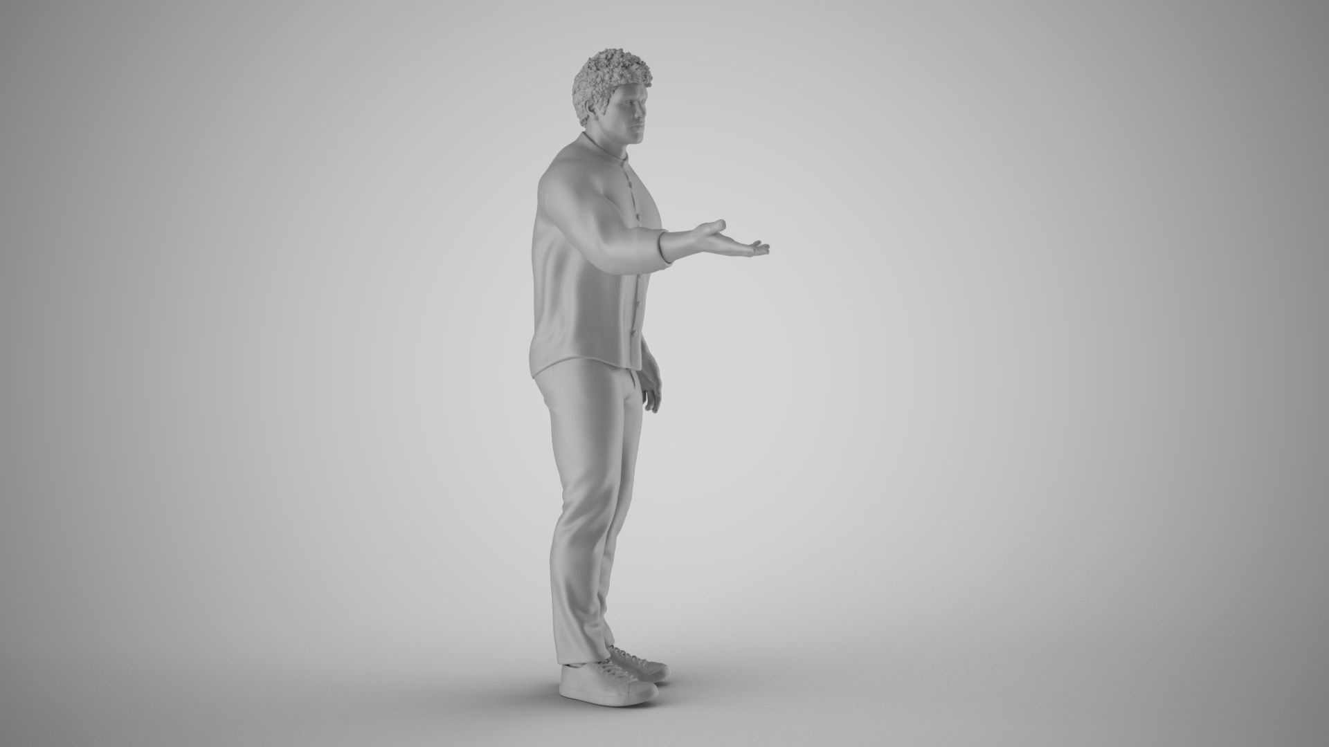 Man Extend his Hand  3D print model_3