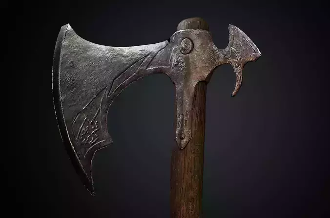 Medieval Axe Low-poly Game ready