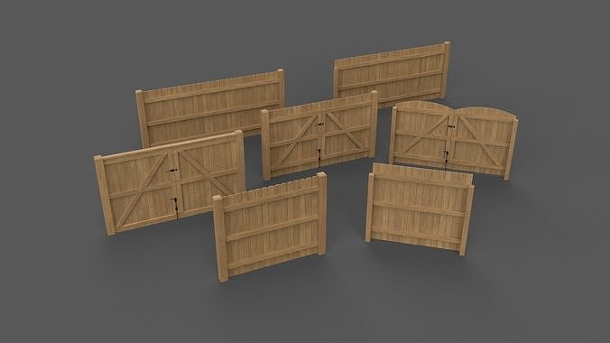 PBR Wood Chain Link Fence For Court D Low-poly 3D model