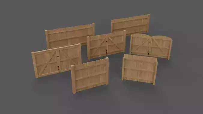 PBR Wood Chain Link Fence For Court D Low-poly 3D model