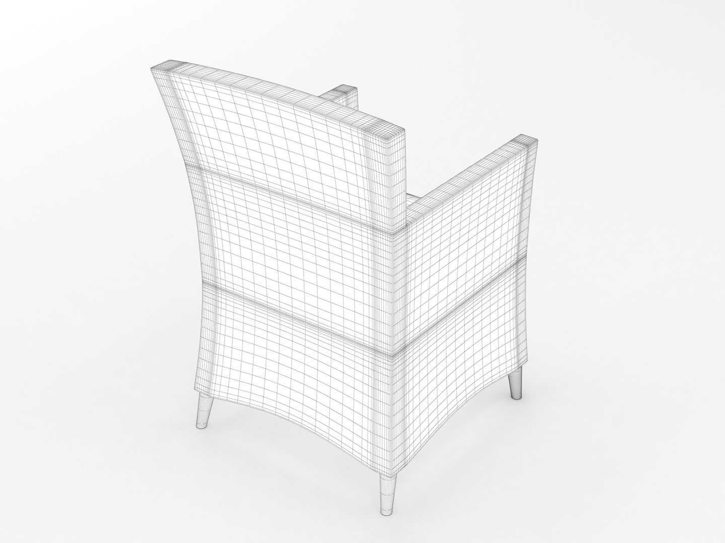 Rattan Lounge Chair 001 3D model_12