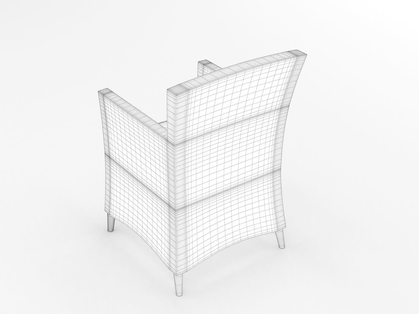 Rattan Lounge Chair 001 3D model_13