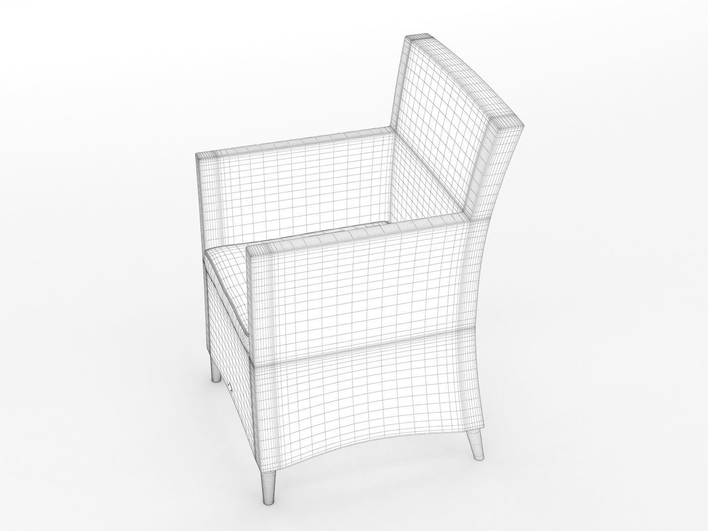 Rattan Lounge Chair 001 3D model_14