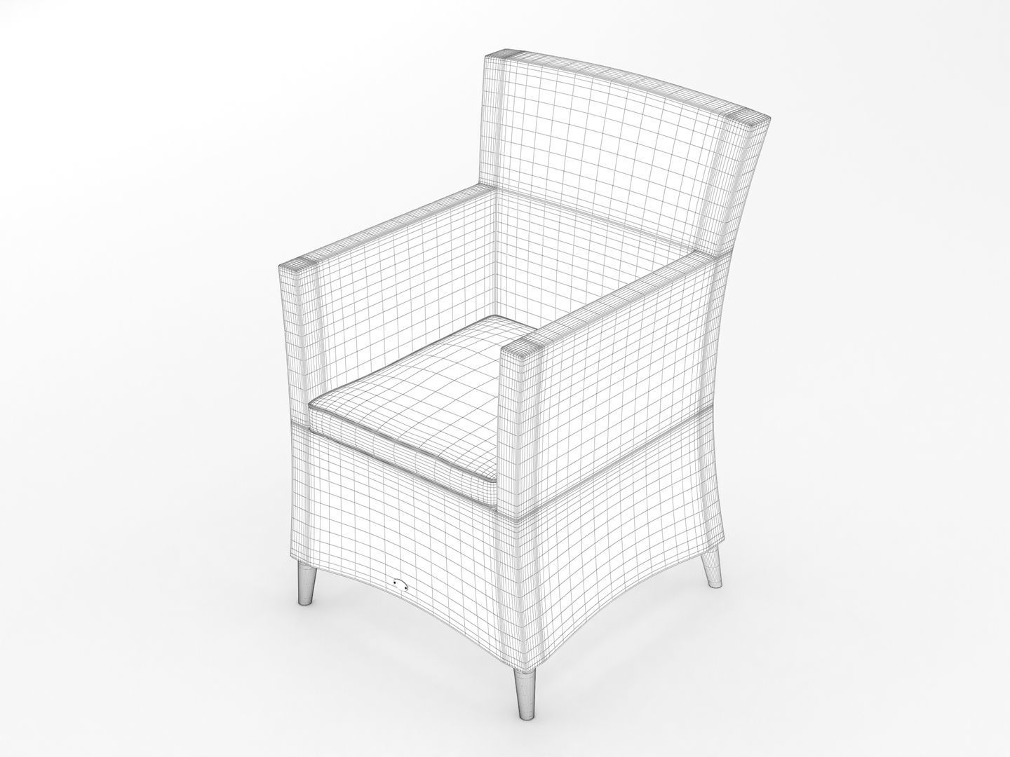 Rattan Lounge Chair 001 3D model_9