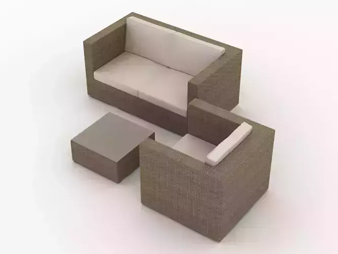 Rattan Garden Furniture Set 002 3D model