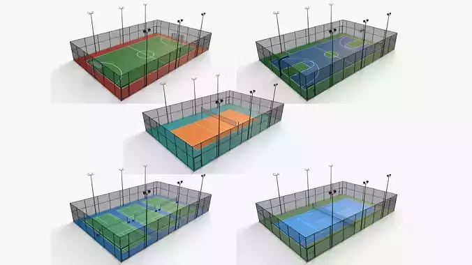 PBR Outdoor Multi Modular Sports Game Court Low-poly 3D model