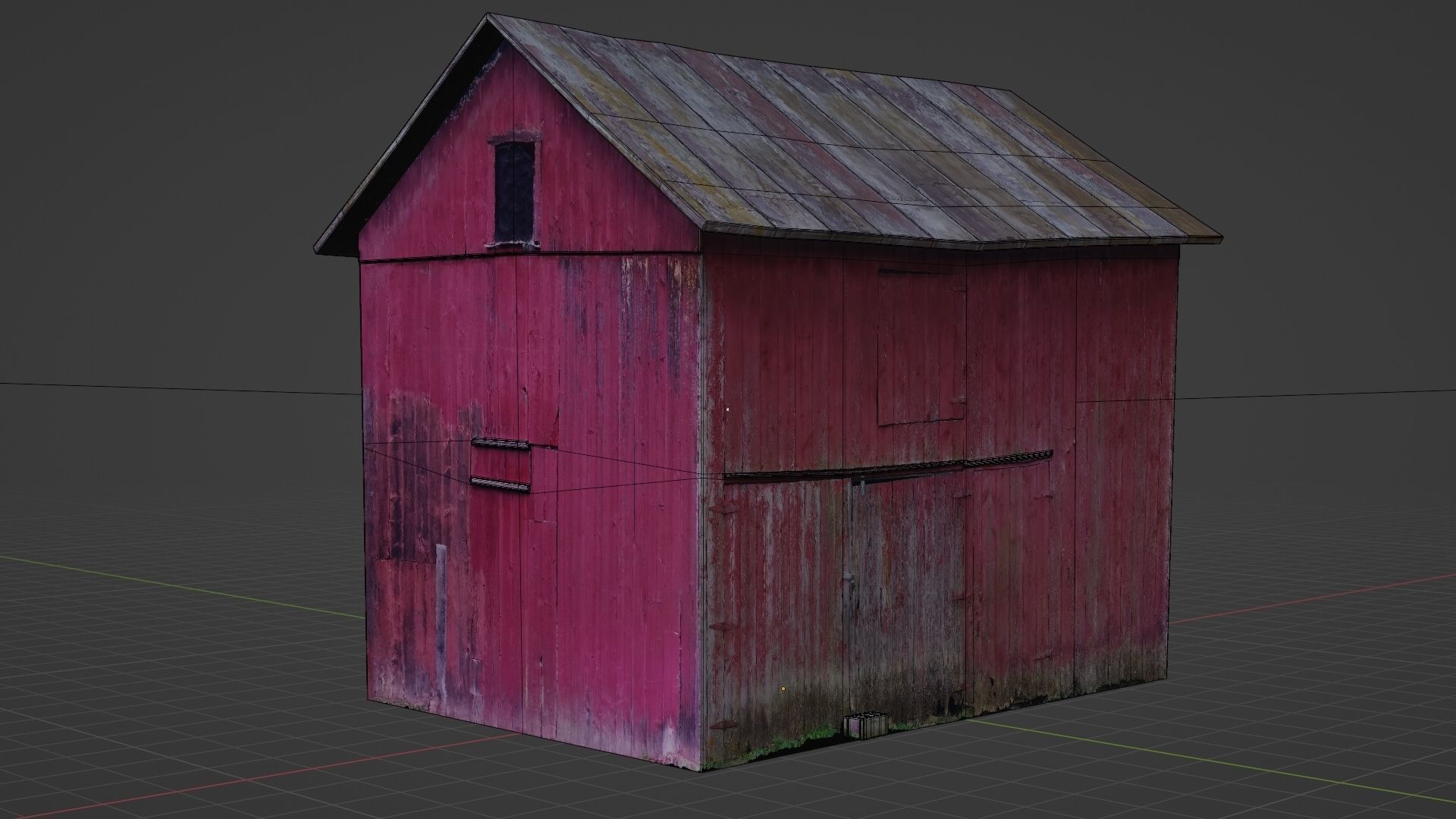 Old Red Barn Low-poly 3D model_6