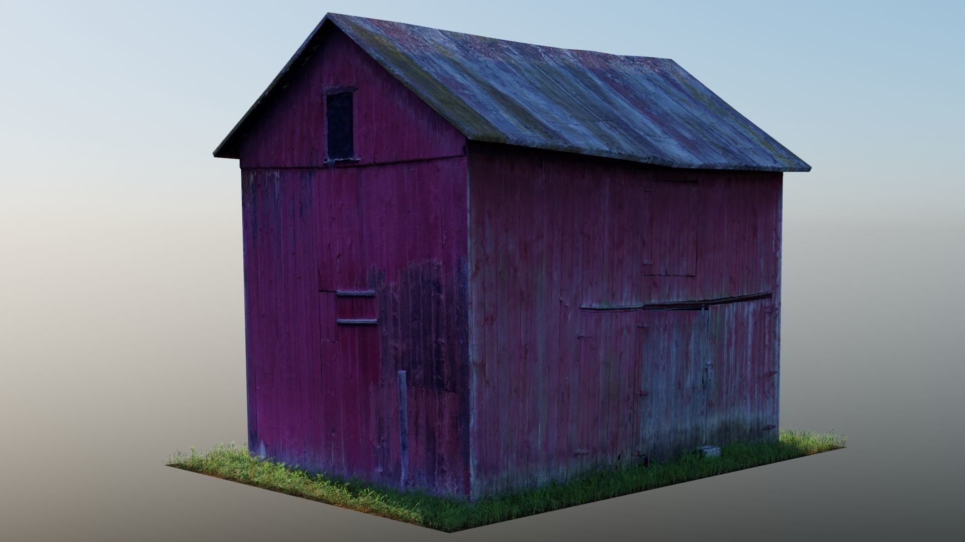 Old Red Barn Low-poly 3D model_3