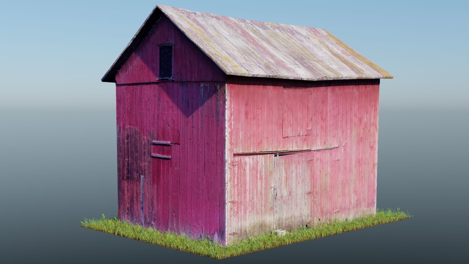 Old Red Barn Low-poly 3D model_1