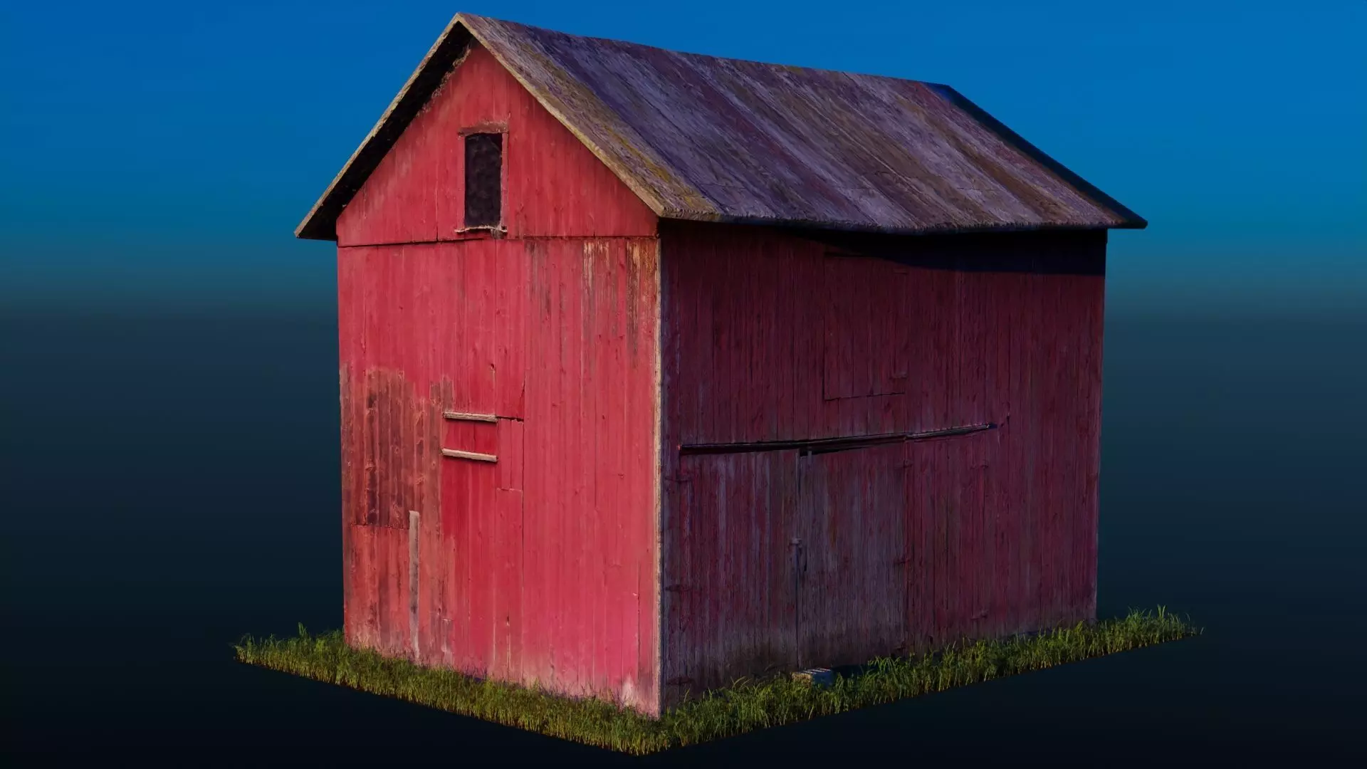 Old Red Barn Low-poly 3D model_0