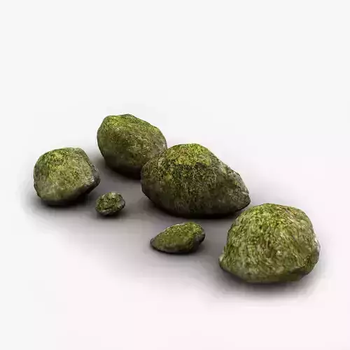 Detailed mossy rocks Low-poly 3D model