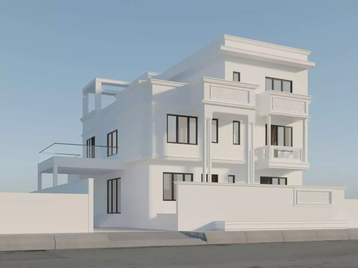 exterior house with balconies Free 3D model