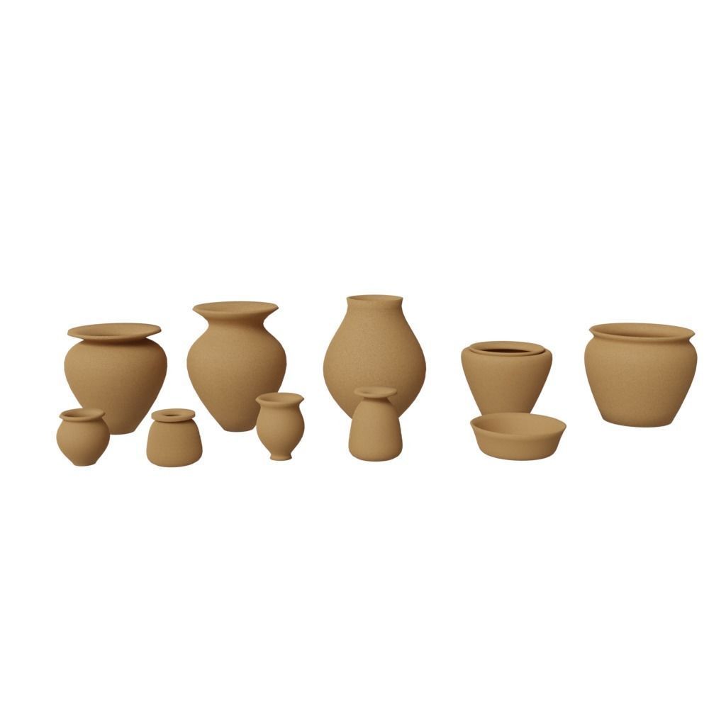 Terracotta Pots 10 Pack Free 3D model_1