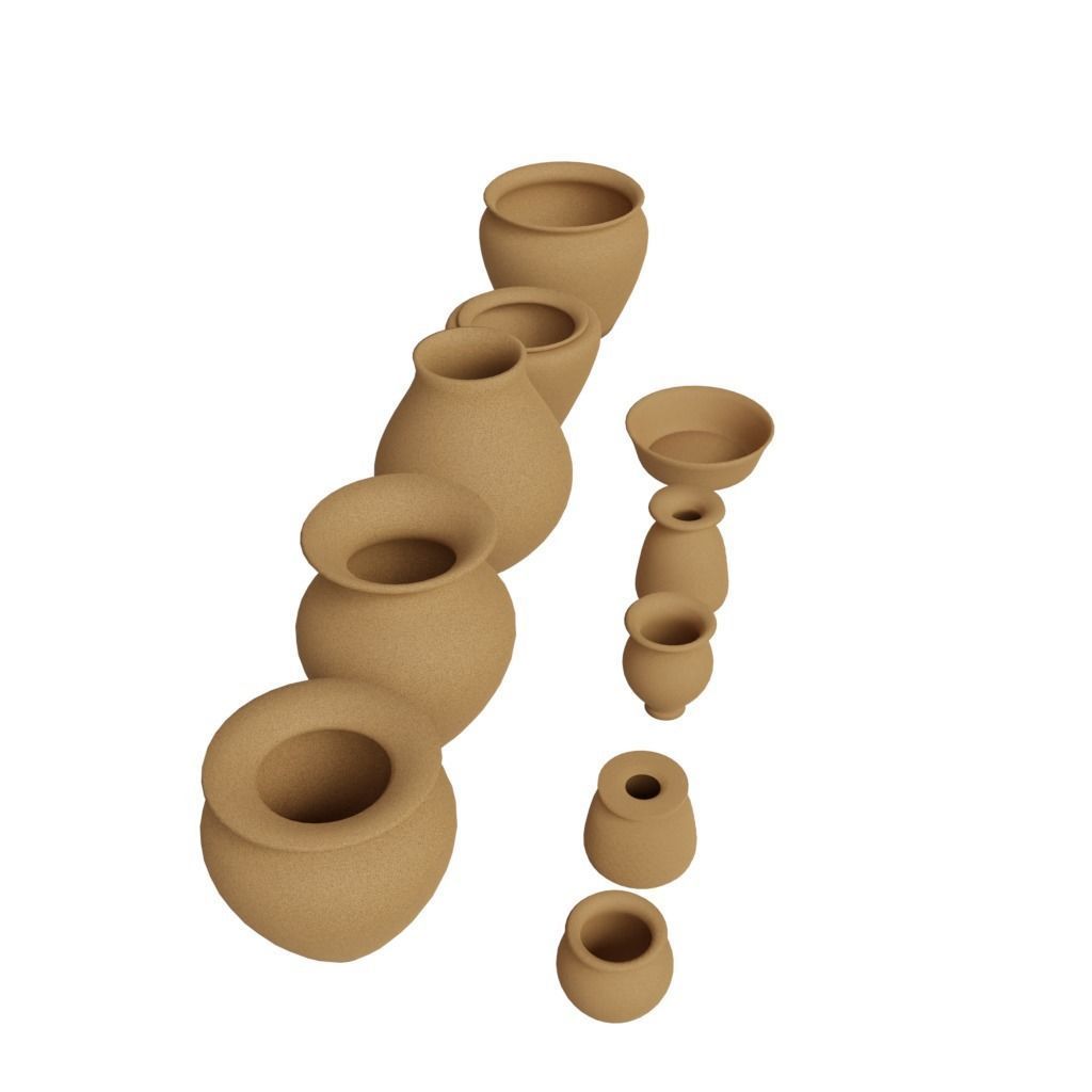 Terracotta Pots 10 Pack Free 3D model_3