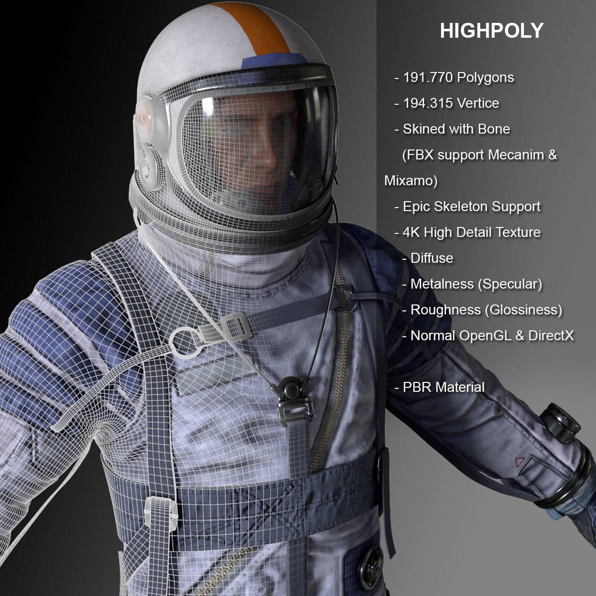 CS04 Space Suit LITE VERSION 3 Low-poly 3D model_2