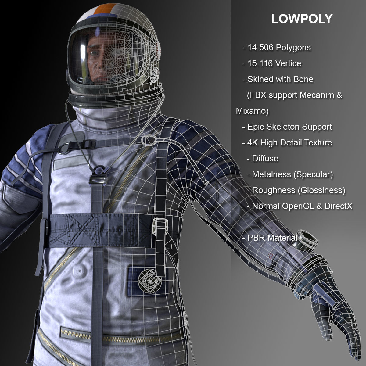 CS04 Space Suit LITE VERSION 3 Low-poly 3D model_3