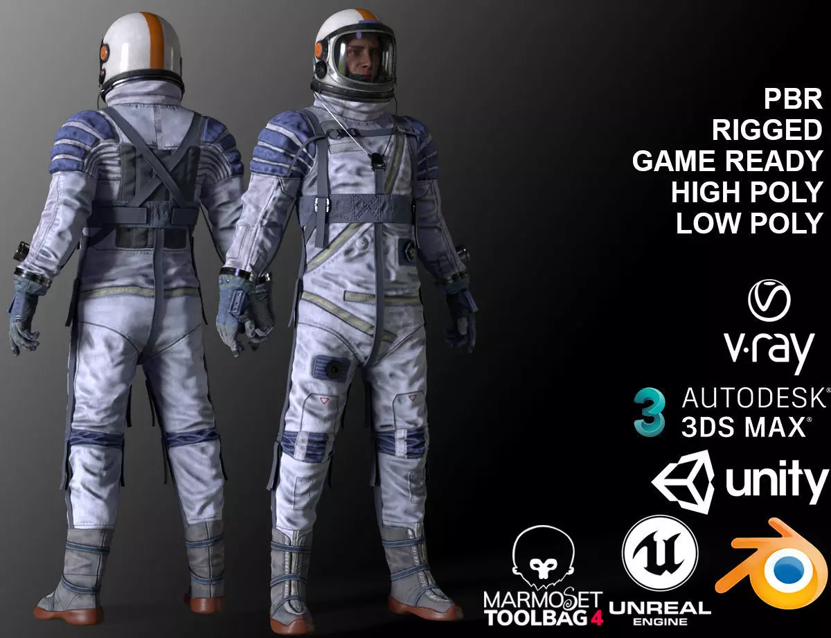 CS04 Space Suit LITE VERSION 3 Low-poly 3D model_0