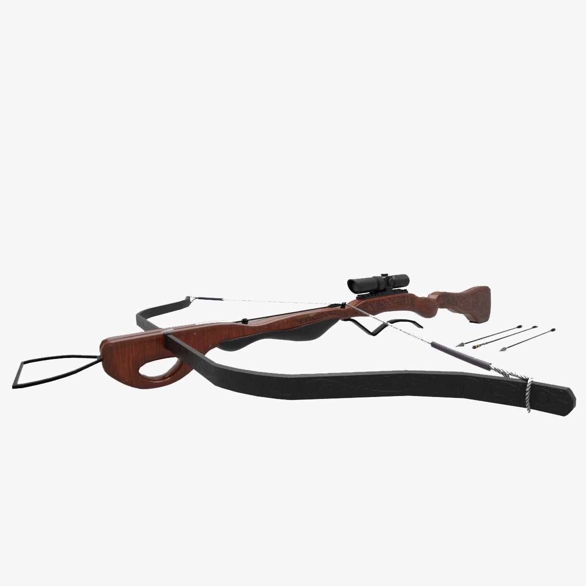 Medieval Retrofitted Crossbow Low-poly 3D model_9