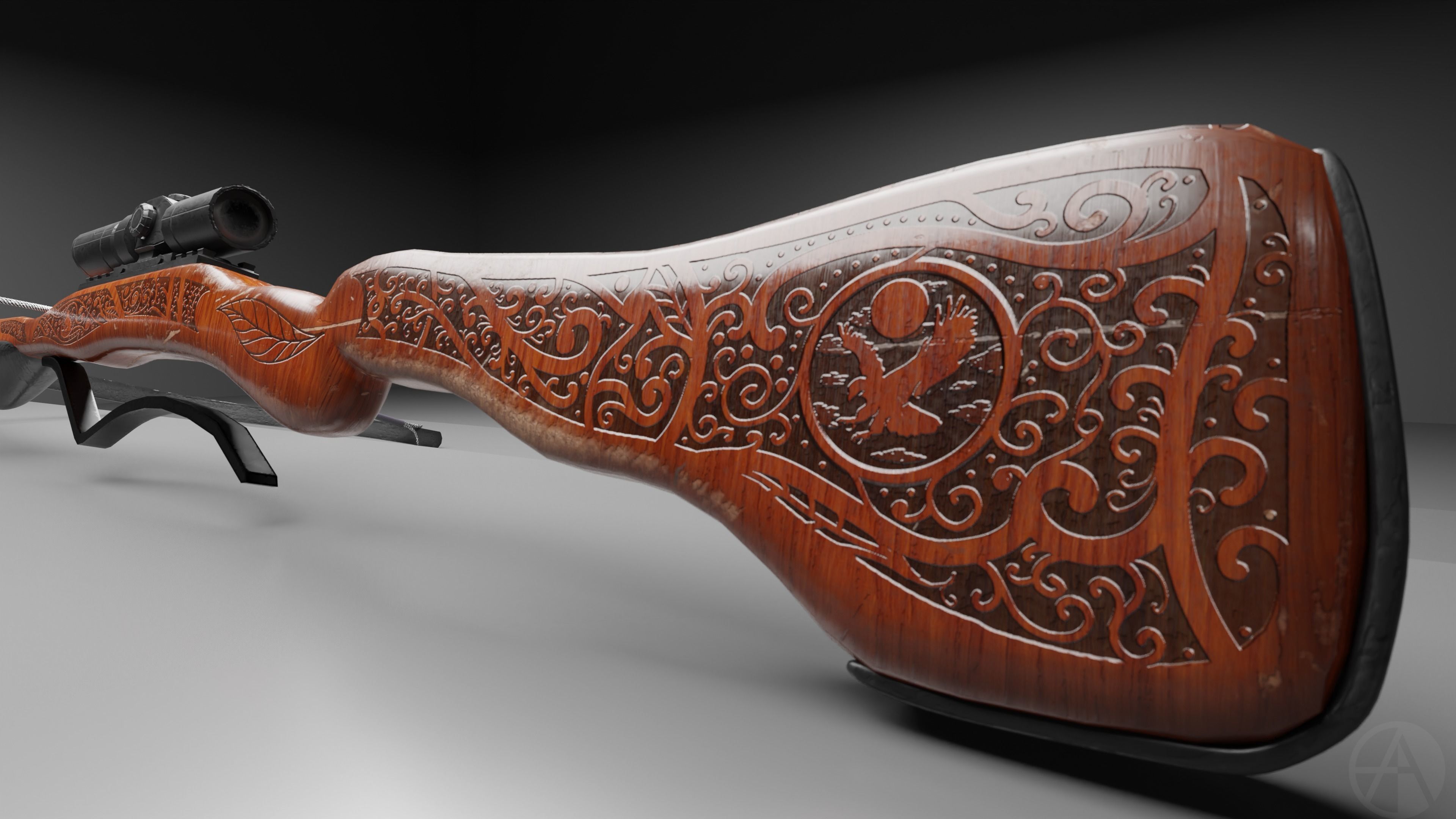 Medieval Retrofitted Crossbow Low-poly 3D model_3