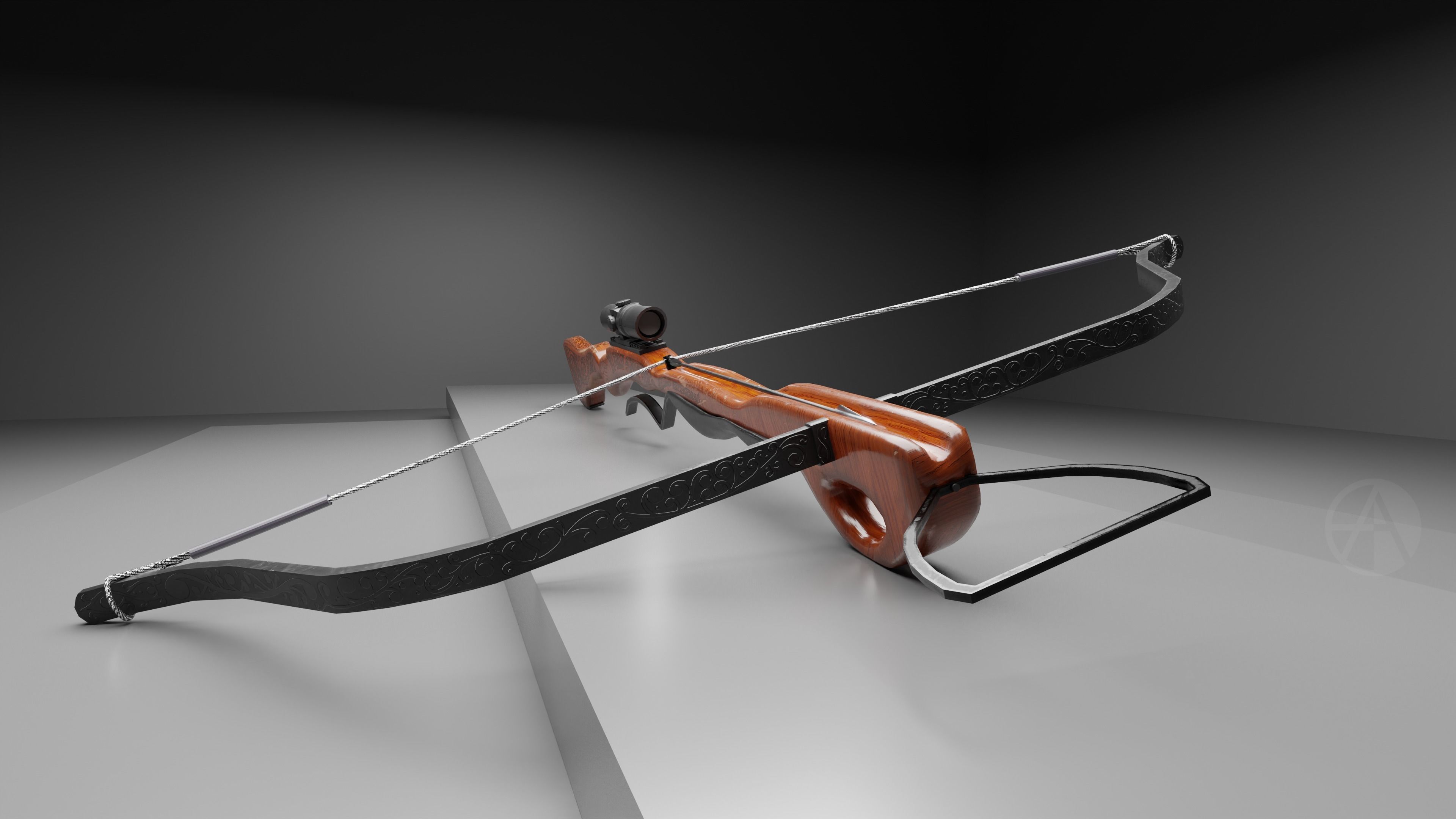 Medieval Retrofitted Crossbow Low-poly 3D model_2