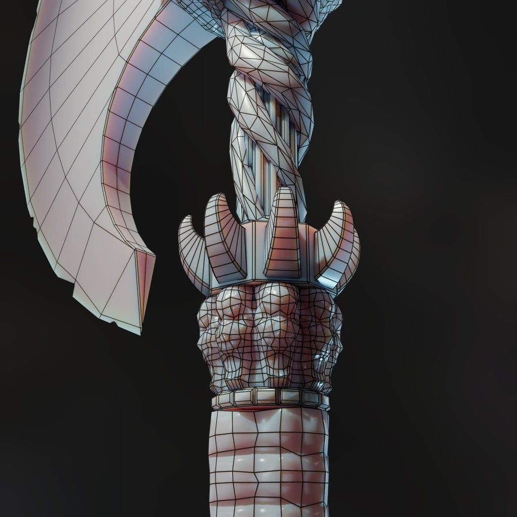 Eldritch Axe Low-poly 3D model_9
