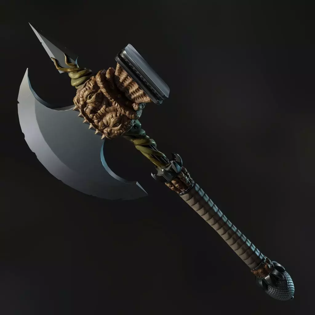 Eldritch Axe Low-poly 3D model_0