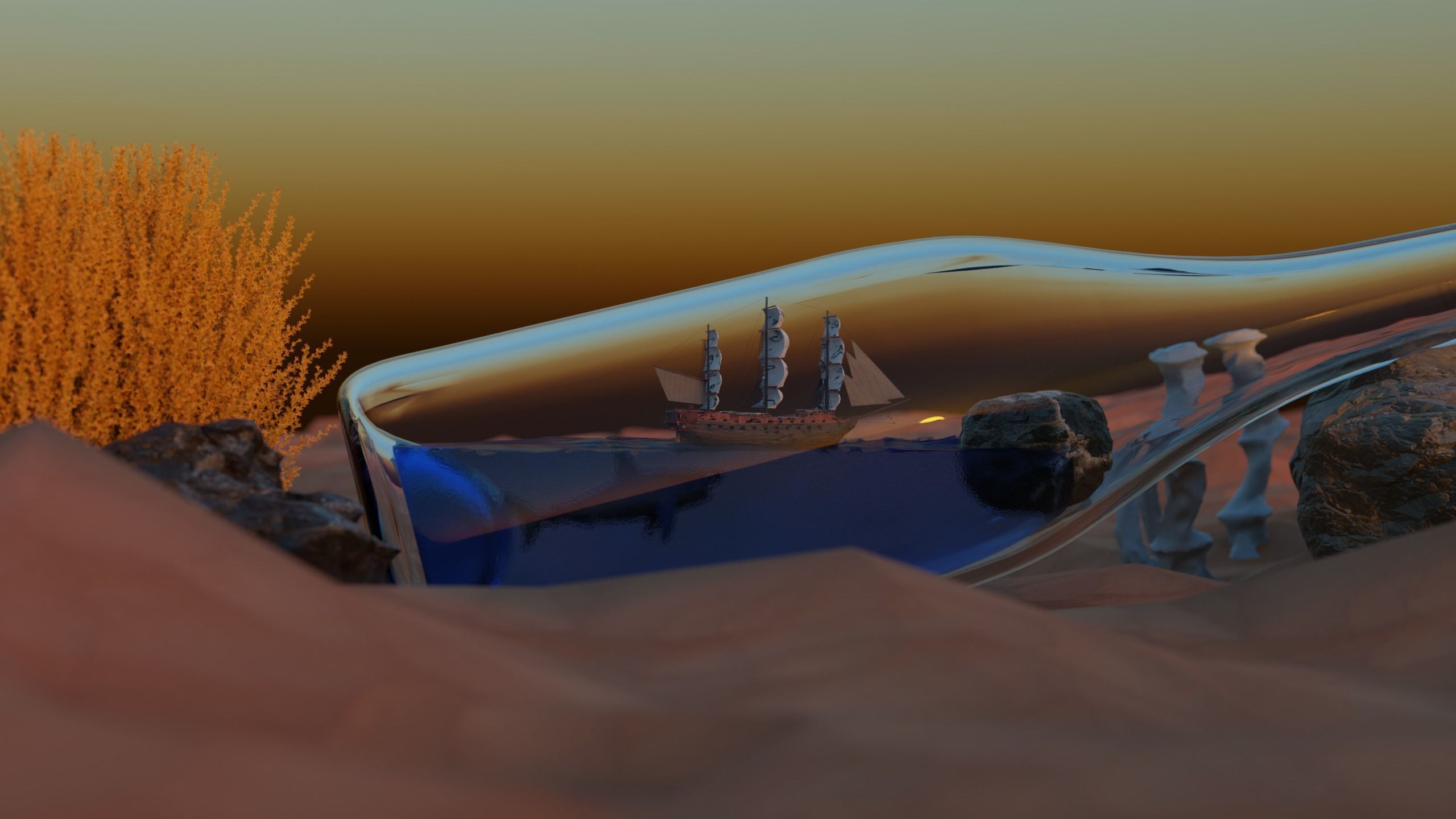 Ship in a bottle 3D model_3