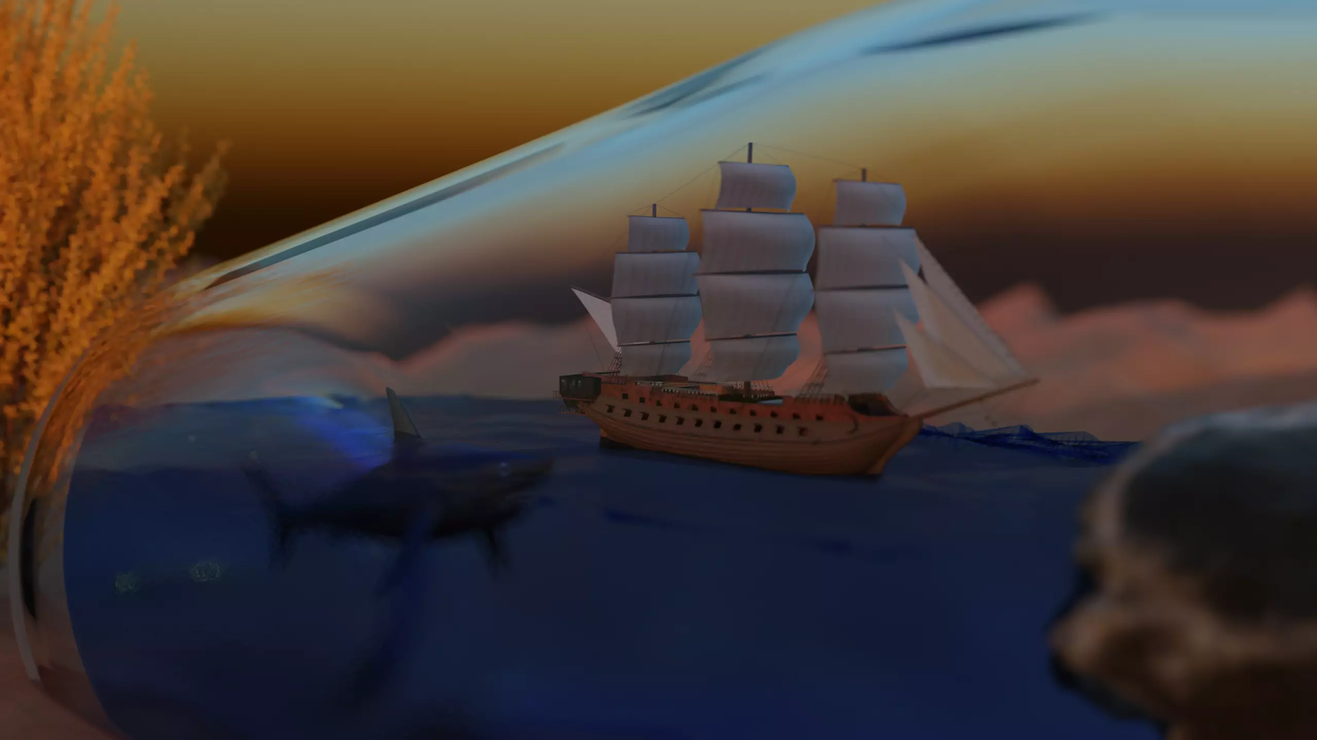 Ship in a bottle 3D model_0