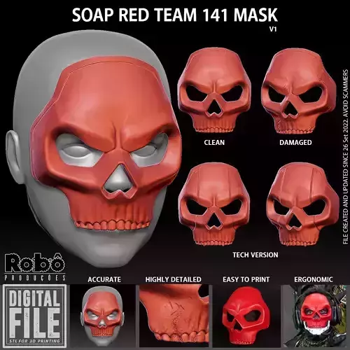 Soap Red Team 141 Mask - Call of Duty - MW2 - WARZONE