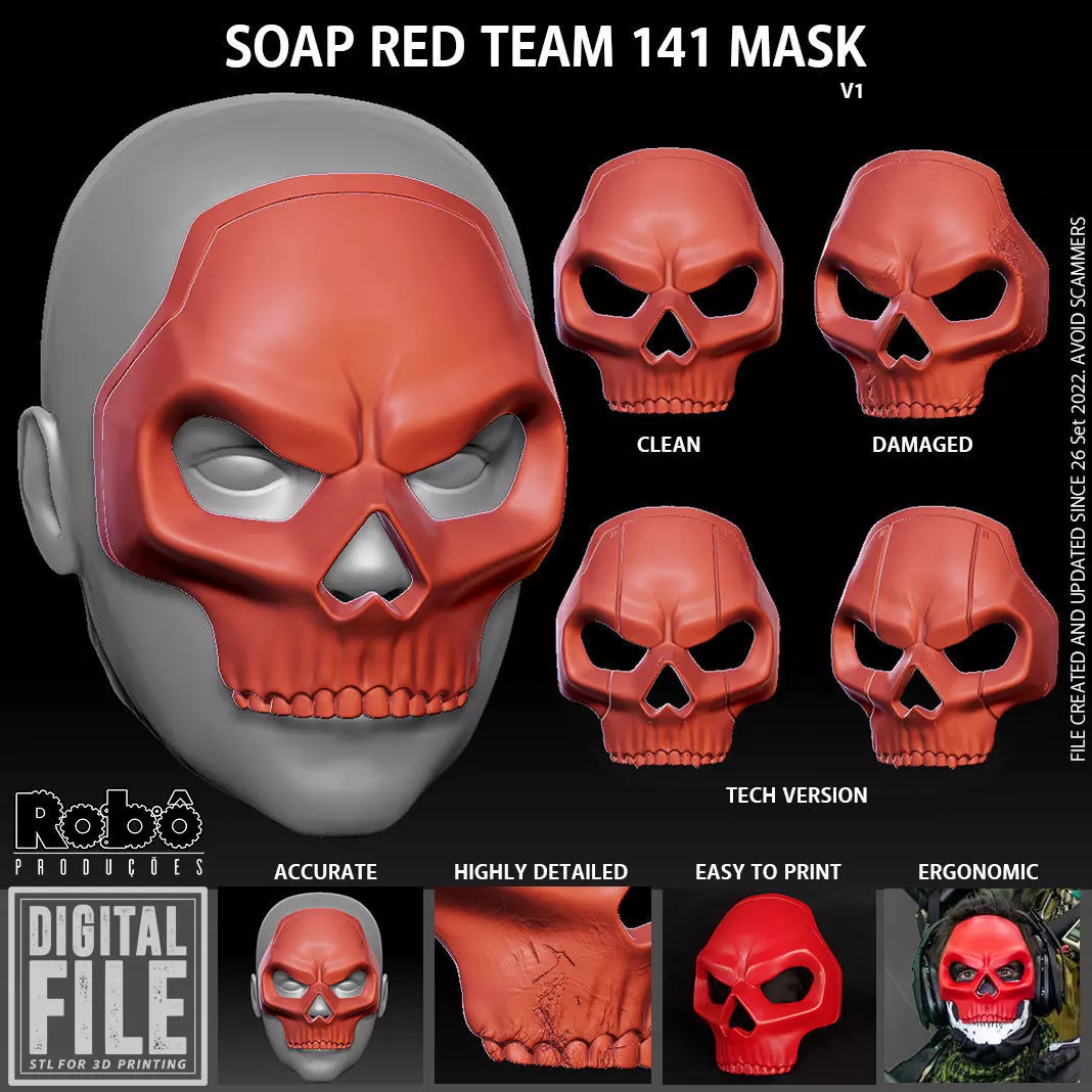 Soap Red Team 141 Mask - Call of Duty - MW2 - WARZONE 3D print model_0