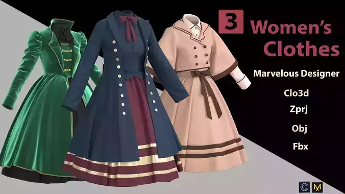 3 Women Clothes 3D model