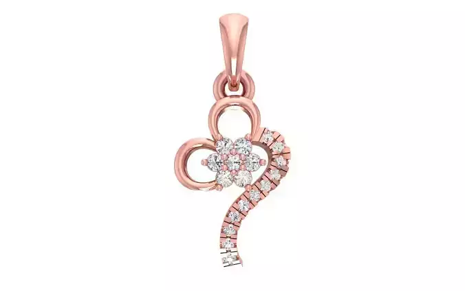 Women Fancy Heart Pendant 3dm STL OBJ FBX Render Details 3D print model