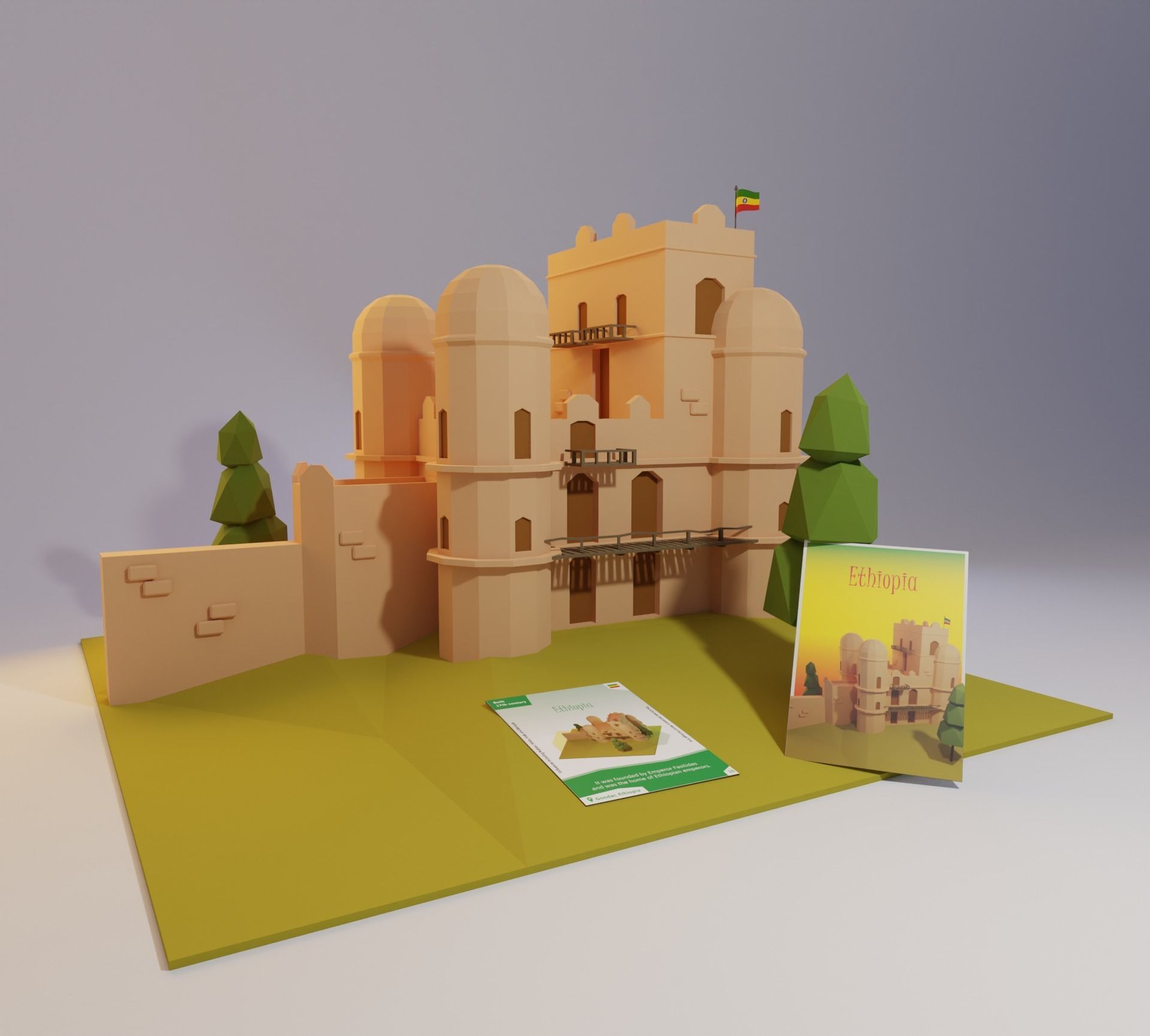 Landmarks of the world E to G Low-poly 3D model_5