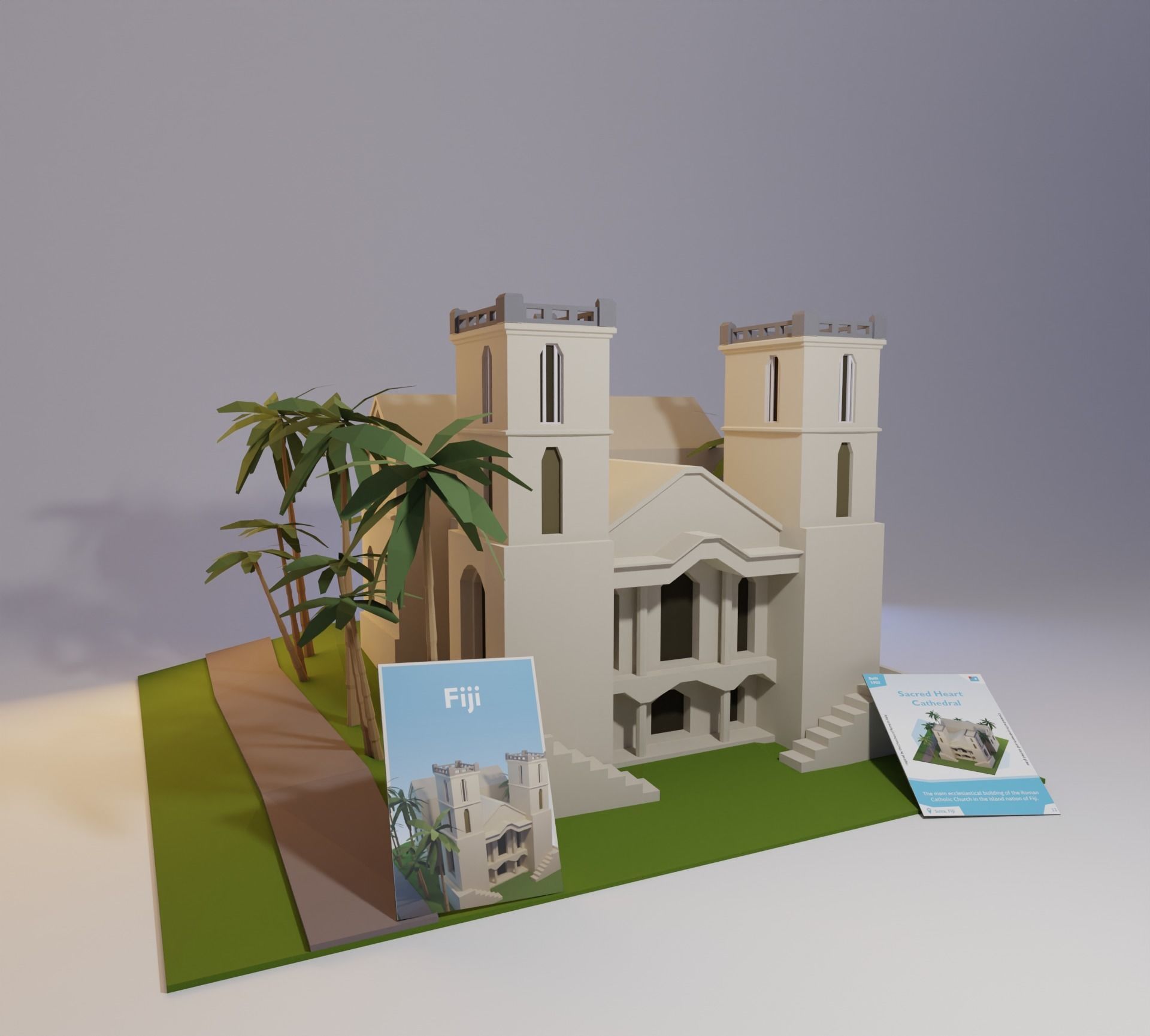 Landmarks of the world E to G Low-poly 3D model_7