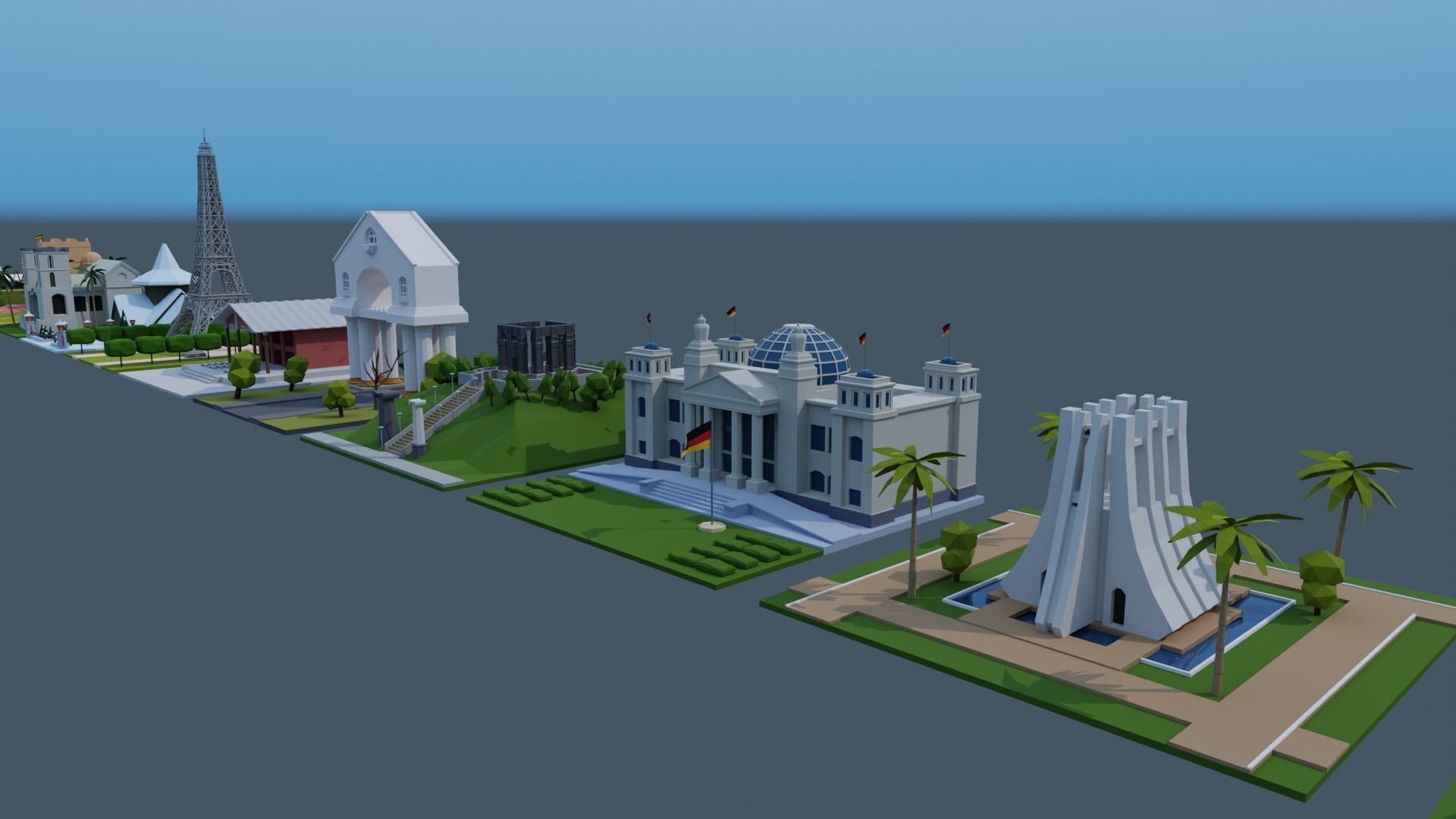 Landmarks of the world E to G Low-poly 3D model_15