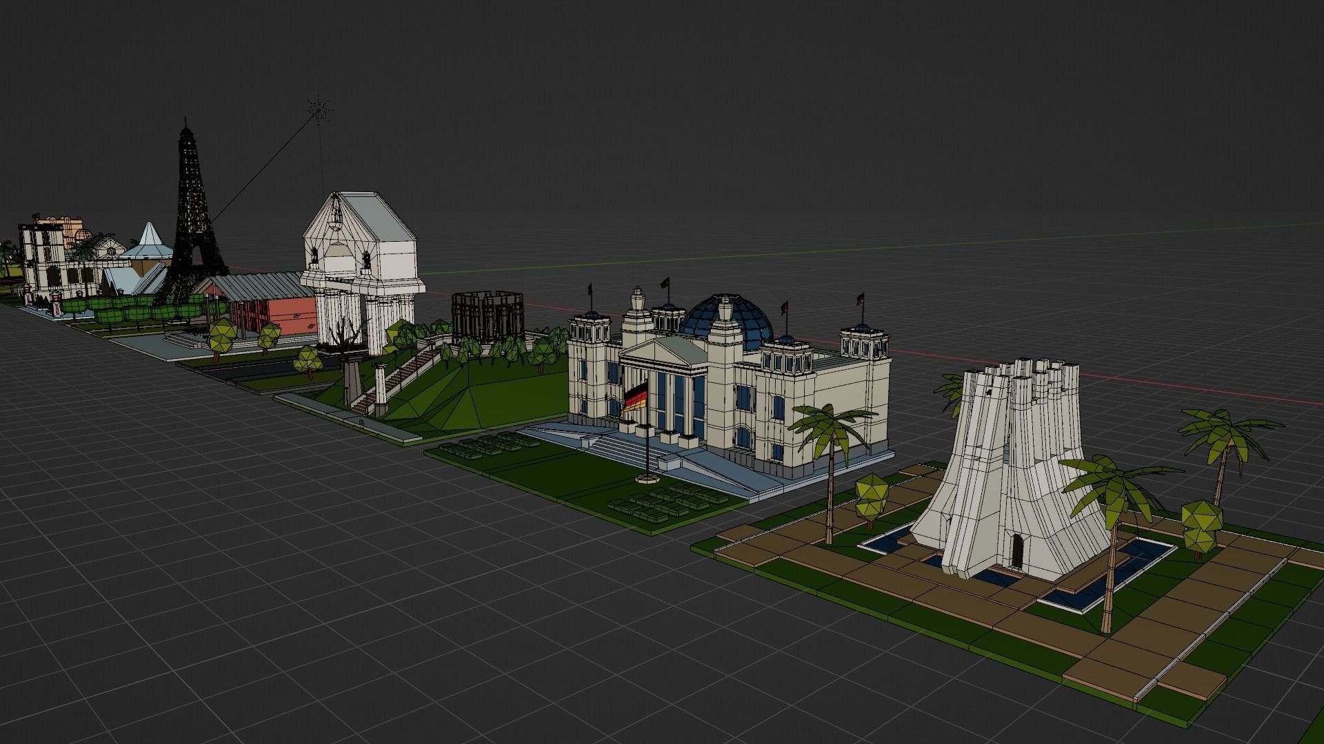 Landmarks of the world E to G Low-poly 3D model_16