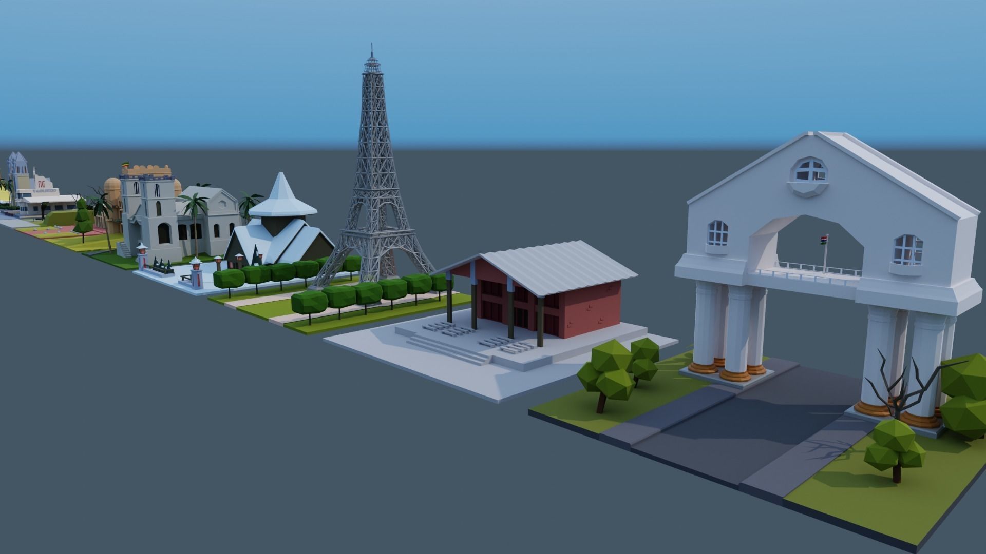 Landmarks of the world E to G Low-poly 3D model_17