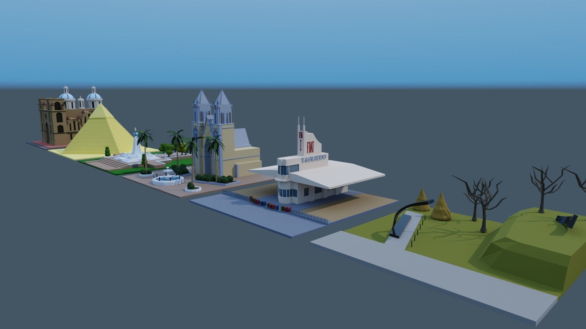 Landmarks of the world E to G Low-poly 3D model_21