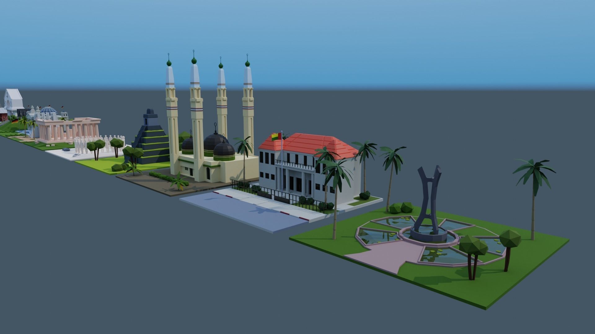 Landmarks of the world E to G Low-poly 3D model_11