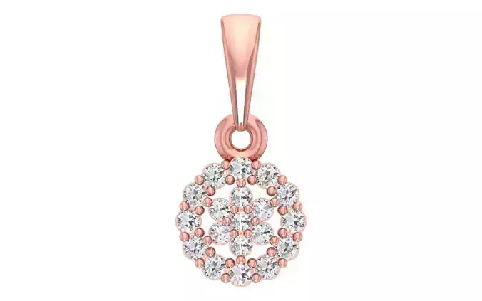 Women Round Diamond Pendant 3dm STL OBJ FBX Render Details