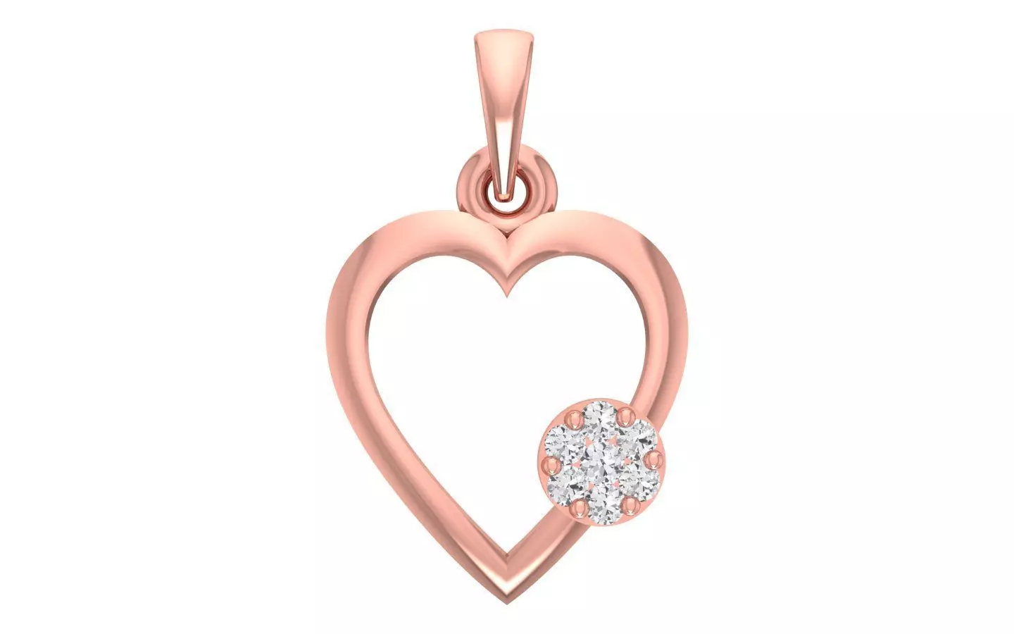 Women Heart Pendant Charm 3dm STL OBJ FBX Render Details 3D print model_0
