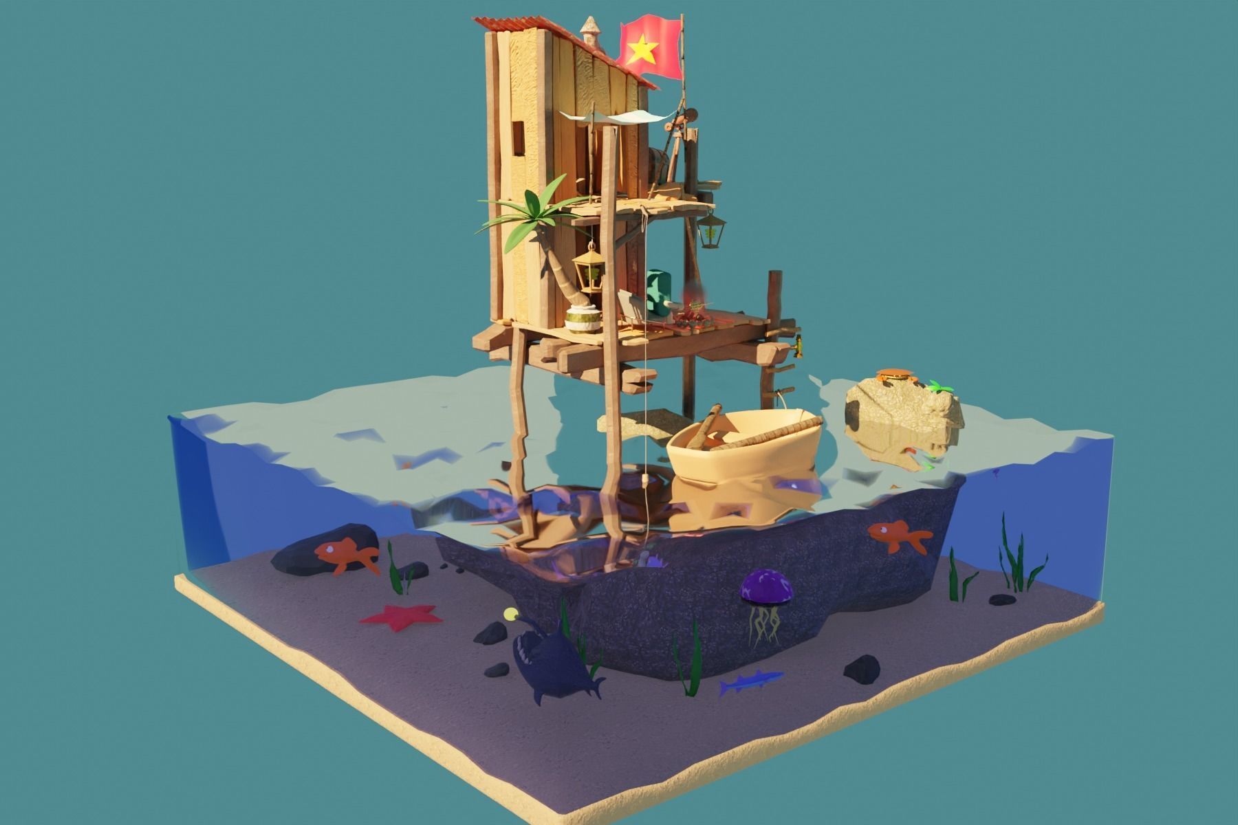 sea shack 3D model_6