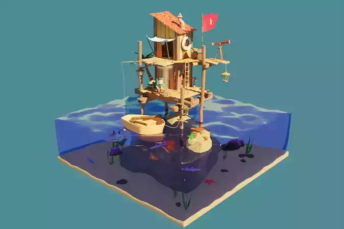 sea shack 3D model sea shack 3D model