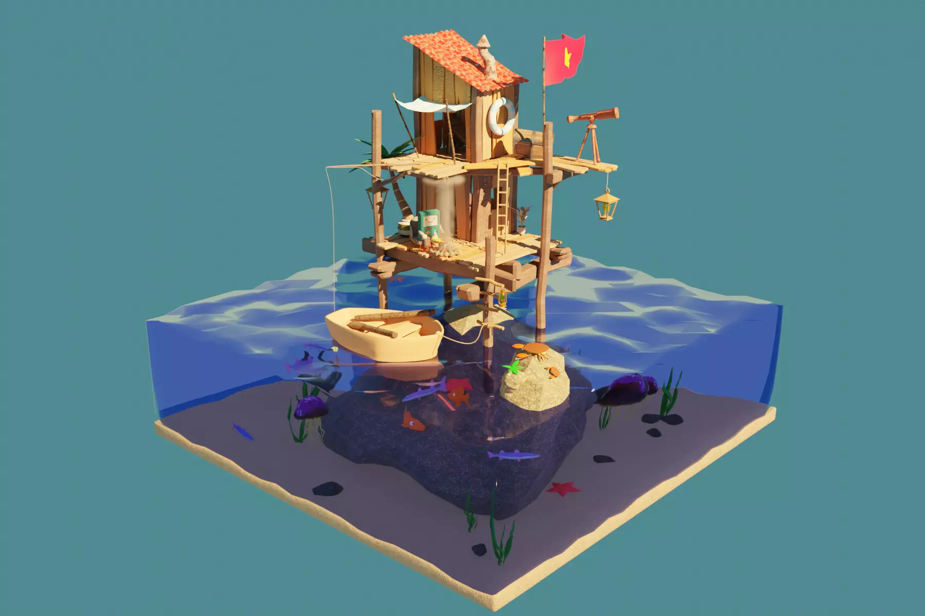 sea shack 3D model_0