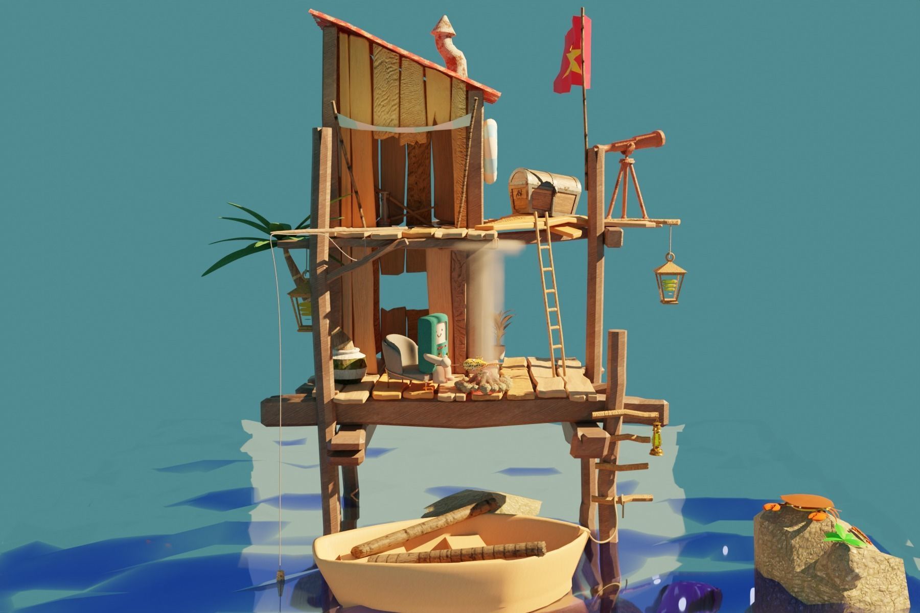 sea shack 3D model_2