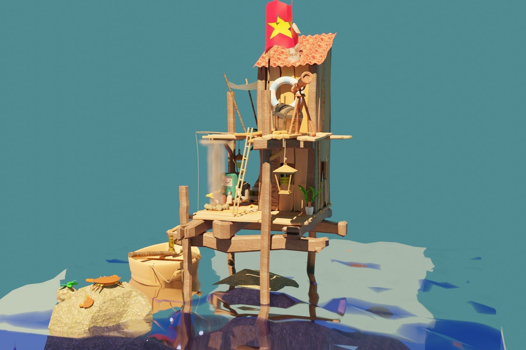 sea shack 3D model_5
