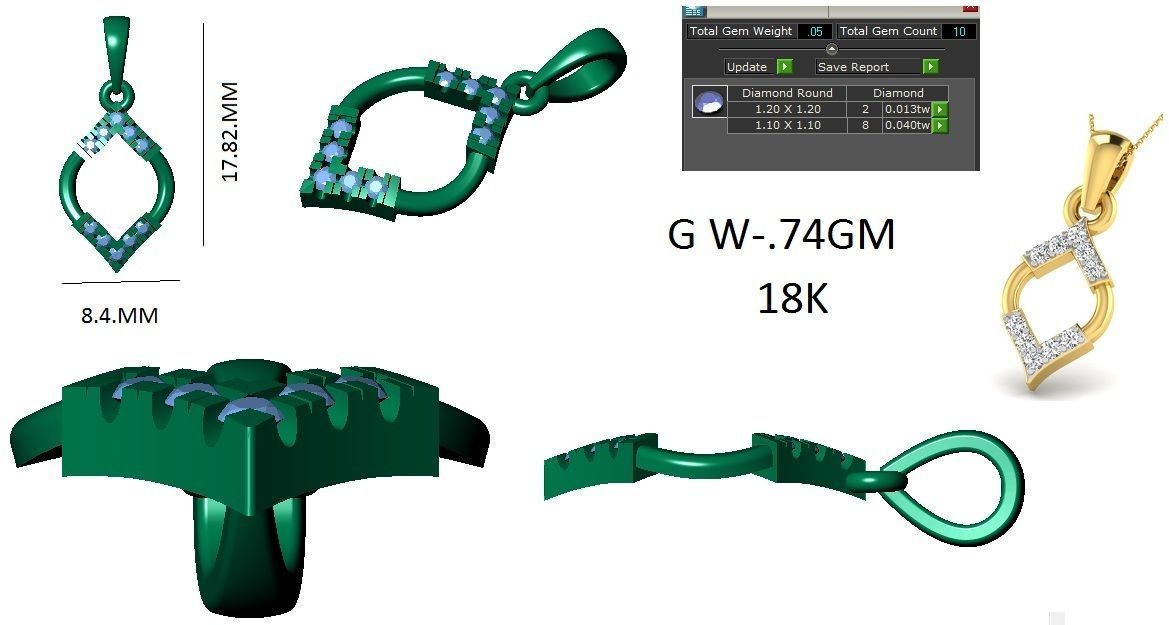 Women Marquise Pendant 3dm STL OBJ FBX Render Details 3D print model_3