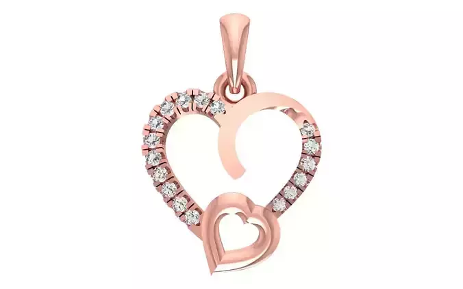 Women Dual Heart Pendant 3dm STL OBJ FBX Render Details 3D print model