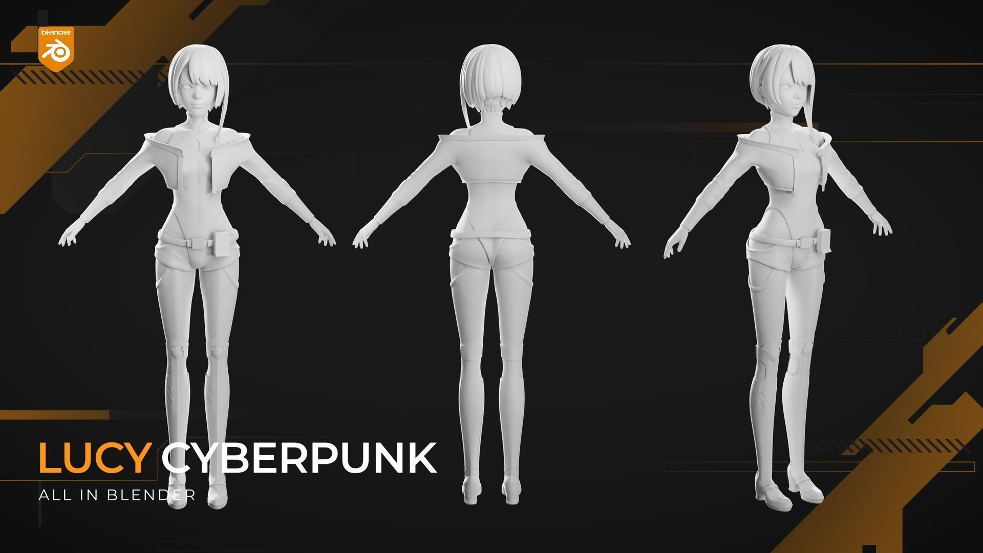 Lucy Cyberpunk Edgerunners 3D Model Character 3D model_3