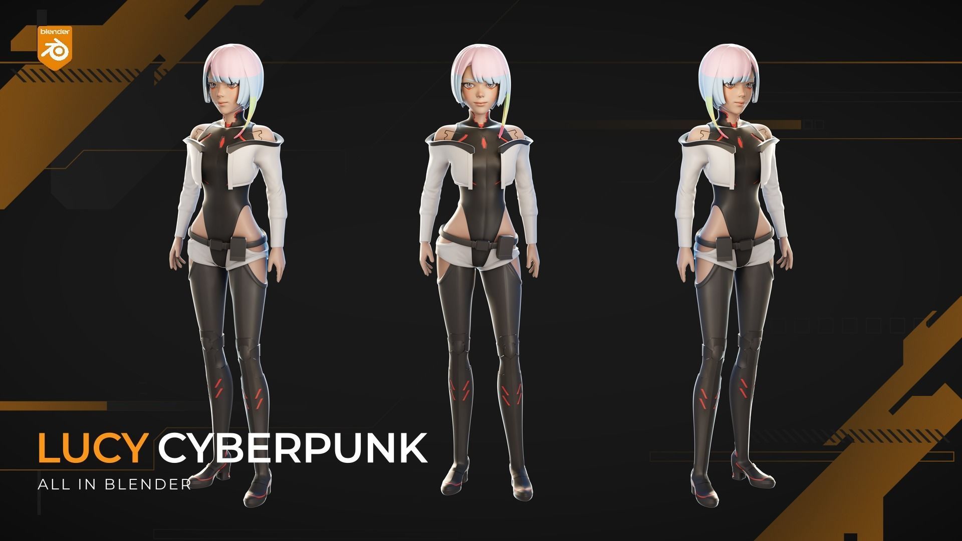 Lucy Cyberpunk Edgerunners 3D Model Character 3D model_4